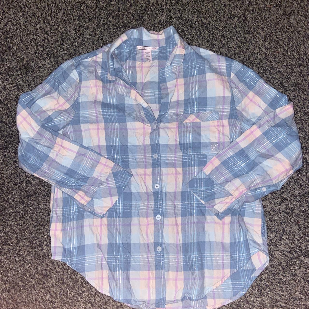 2021 Victoria s Secret Blue Pink Button Up Pajama