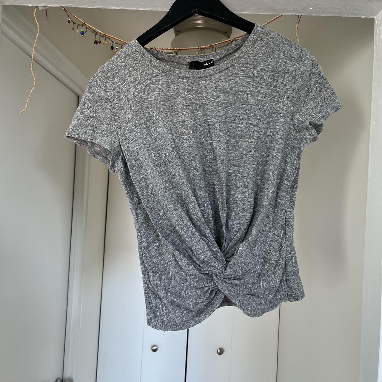 Aqua Women's Grey T-shirt | Depop