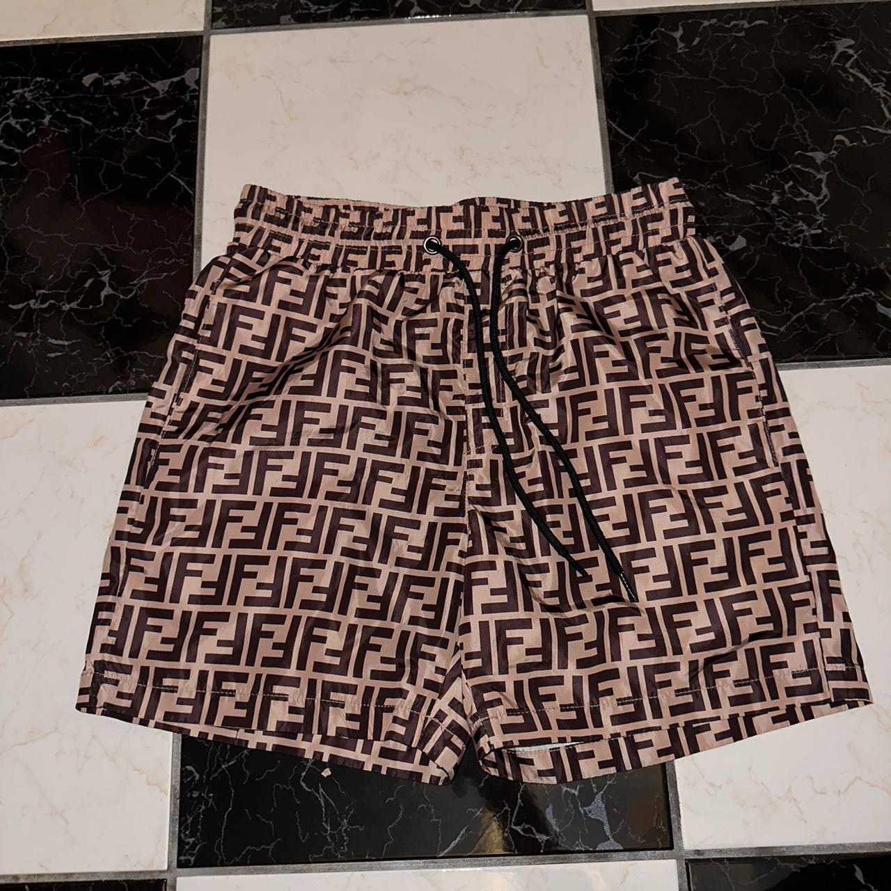 Fendi Men's Tan and Brown Swim-briefs-shorts