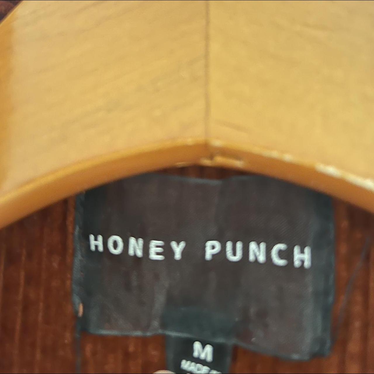 Honey Punch Women's Orange and Burgundy Coat Depop