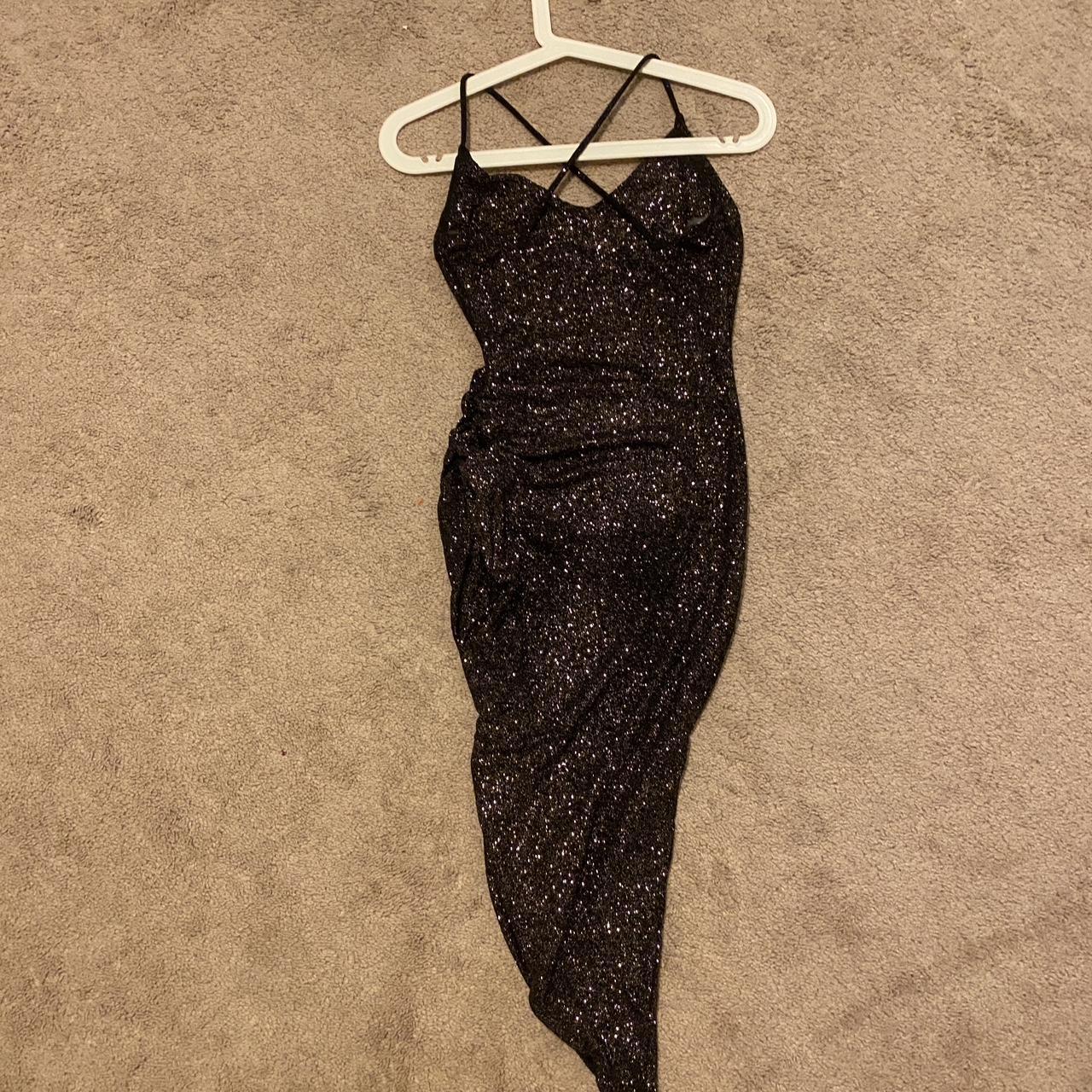 windsor short black sparkly dress with a split up... Depop