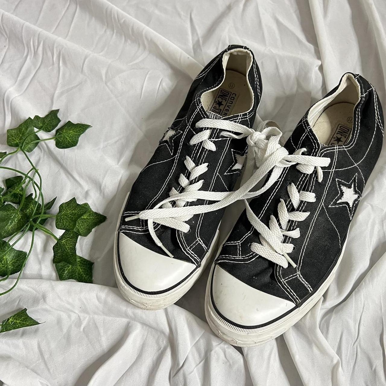 Converse Men's Black and White Trainers | Depop