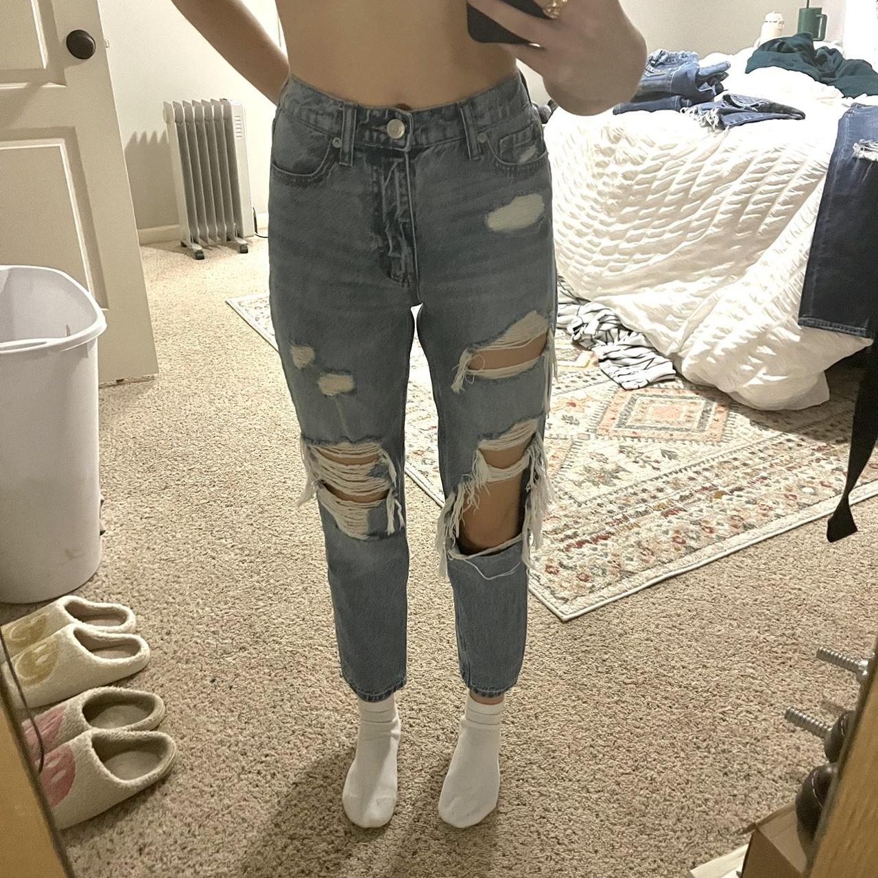 aeropostale ripped mom jeans! no flaws they just are - Depop