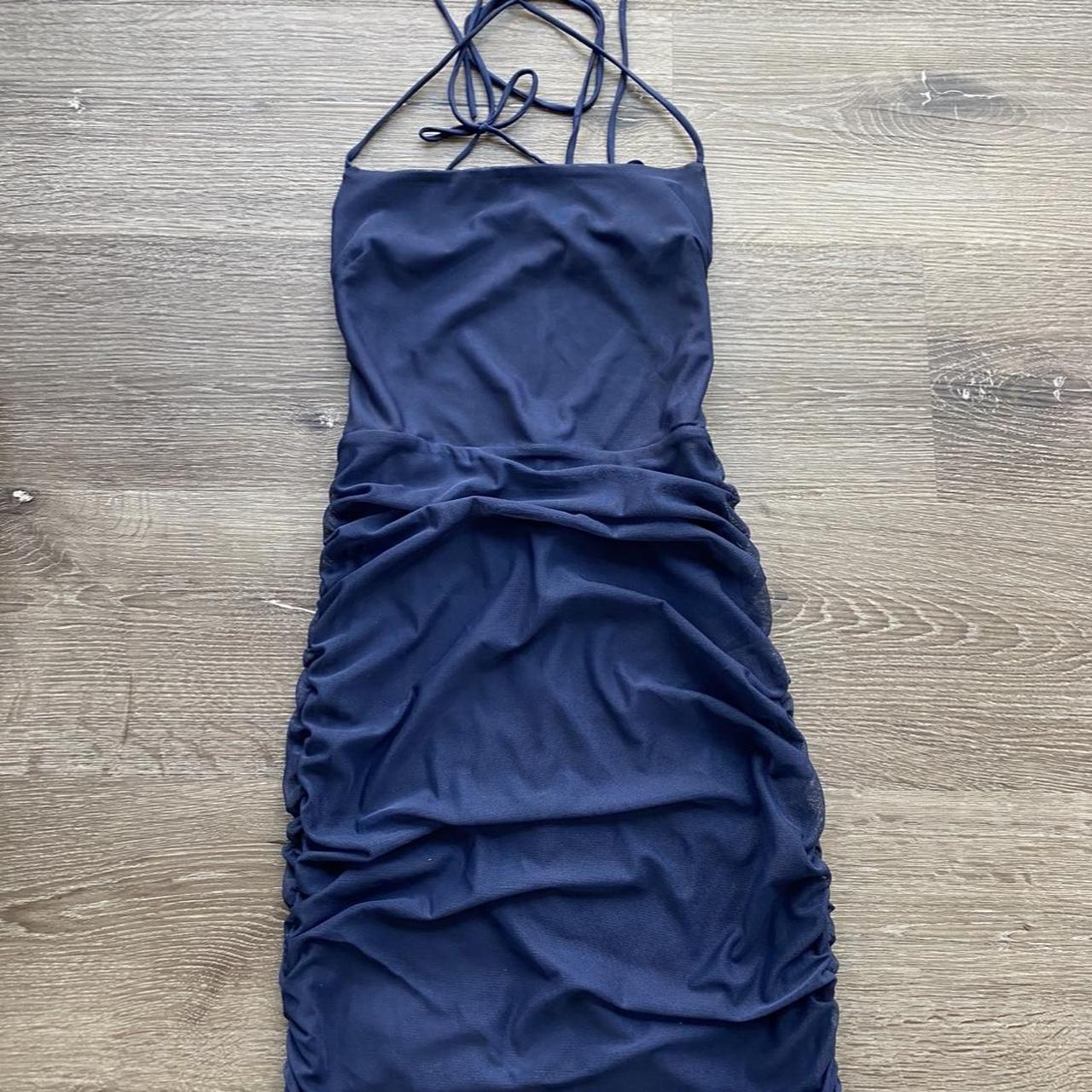 navy blue lucy in the sky dress no flaws worn... - Depop