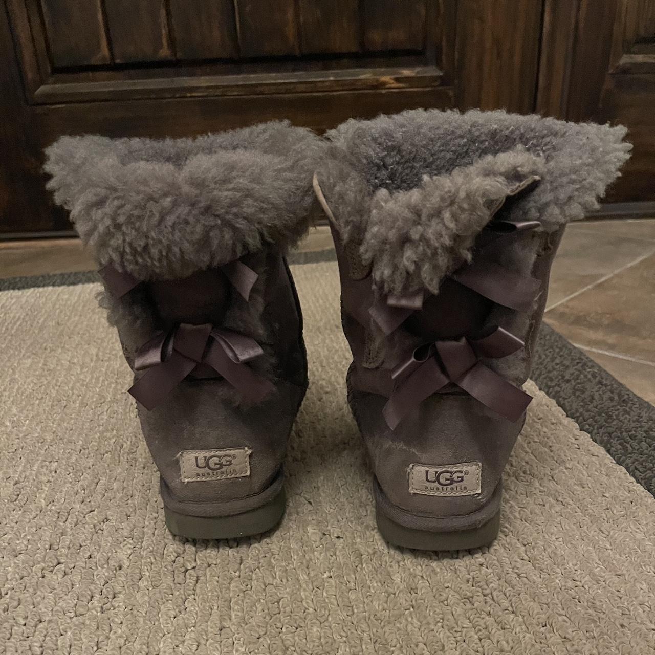 Well used grey bailey bow Uggs - Depop