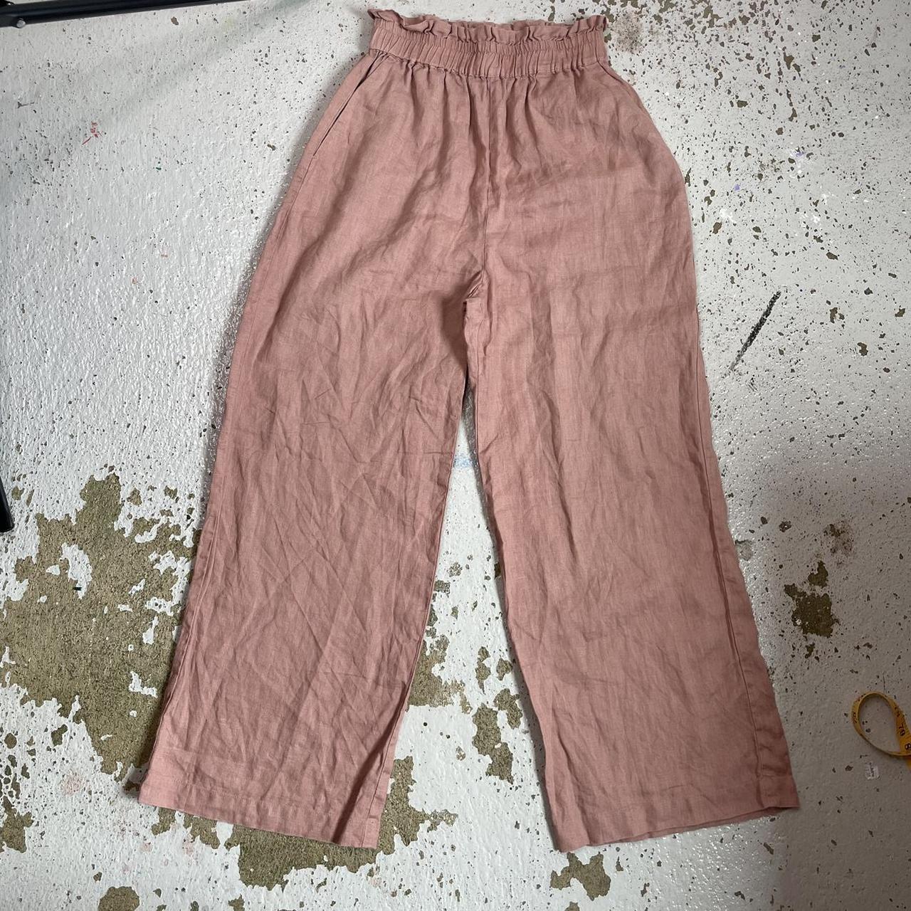 Sportsgirl Linen Pants Womens 8 Dusty Pink Paperbag... Depop
