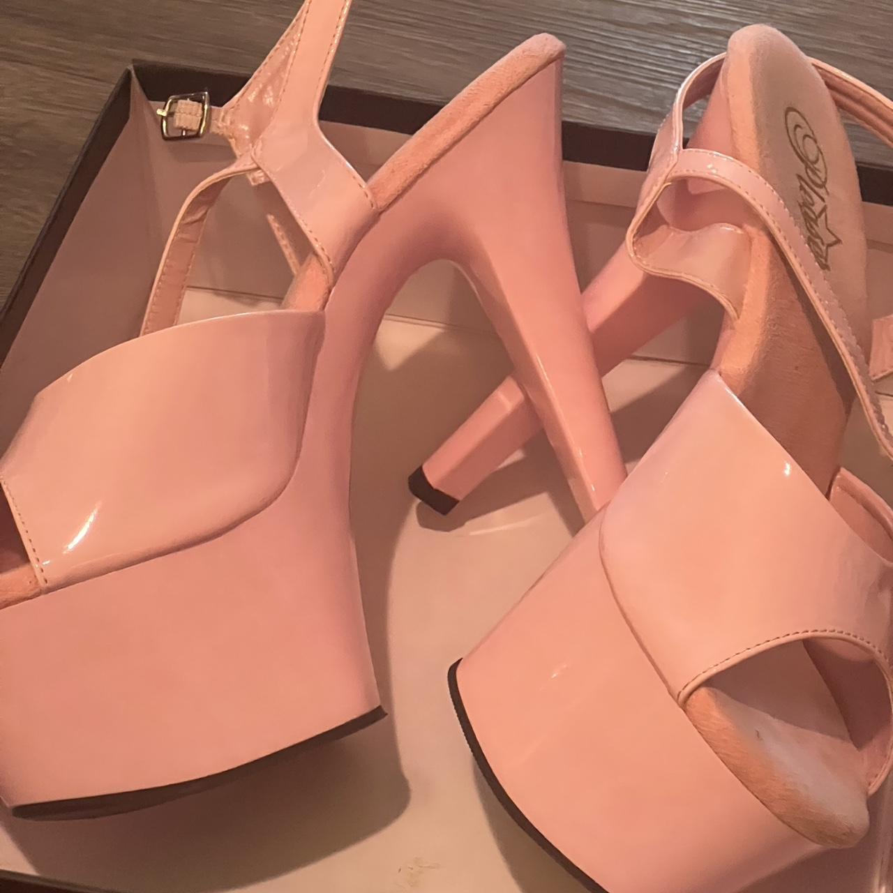 Baby Pink Pleaser inch heel platform Depop