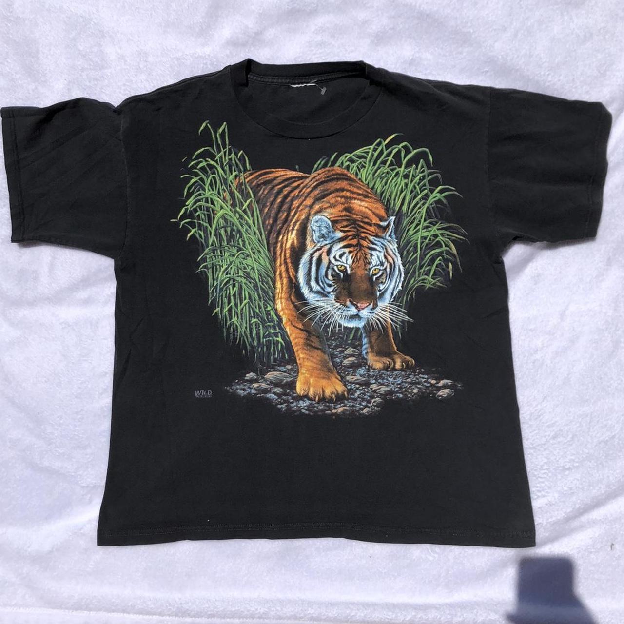 Vintage 90s tiger jungle large graphic wild wear... - Depop