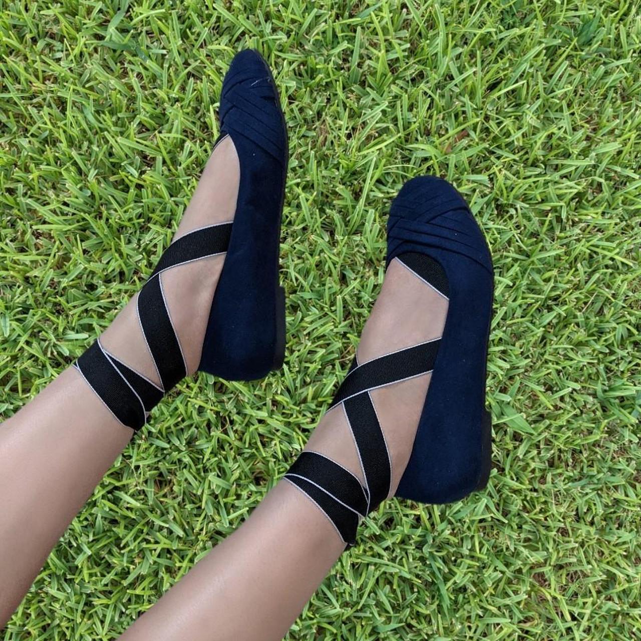 Womens Navy Ballet Shoes Depop 4557