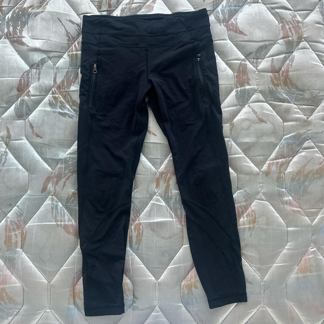 black lululemon leggings with pockets and mesh on - Depop