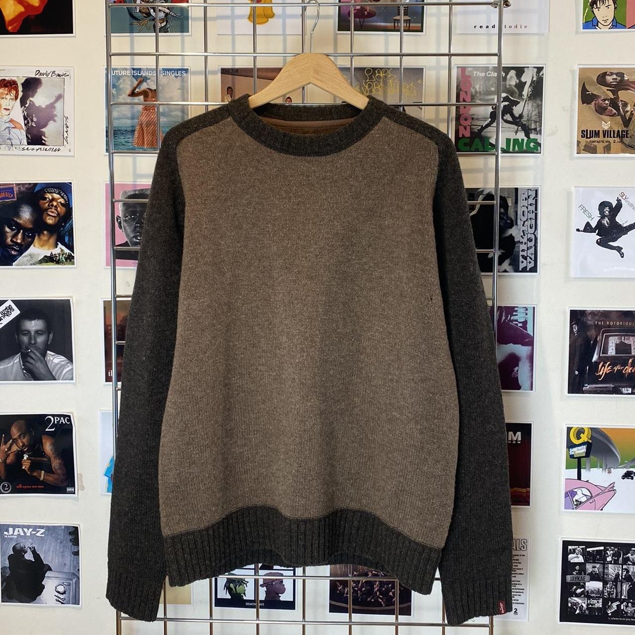 Levi Red Label Lambs Wool Jumper Mens Large Brown /... - Depop