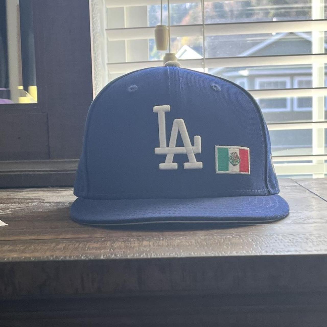 Blue LA Dodgers Mexico Flag Fitted Size : 7 1/4 Grey - Depop