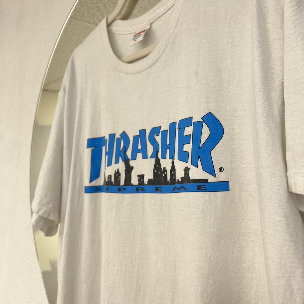 Thrasher x Supreme Skyline Tee “white” 7/10... - Depop