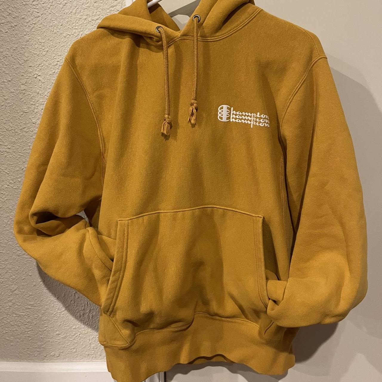 Mustard yellow champion hoodie hot sale