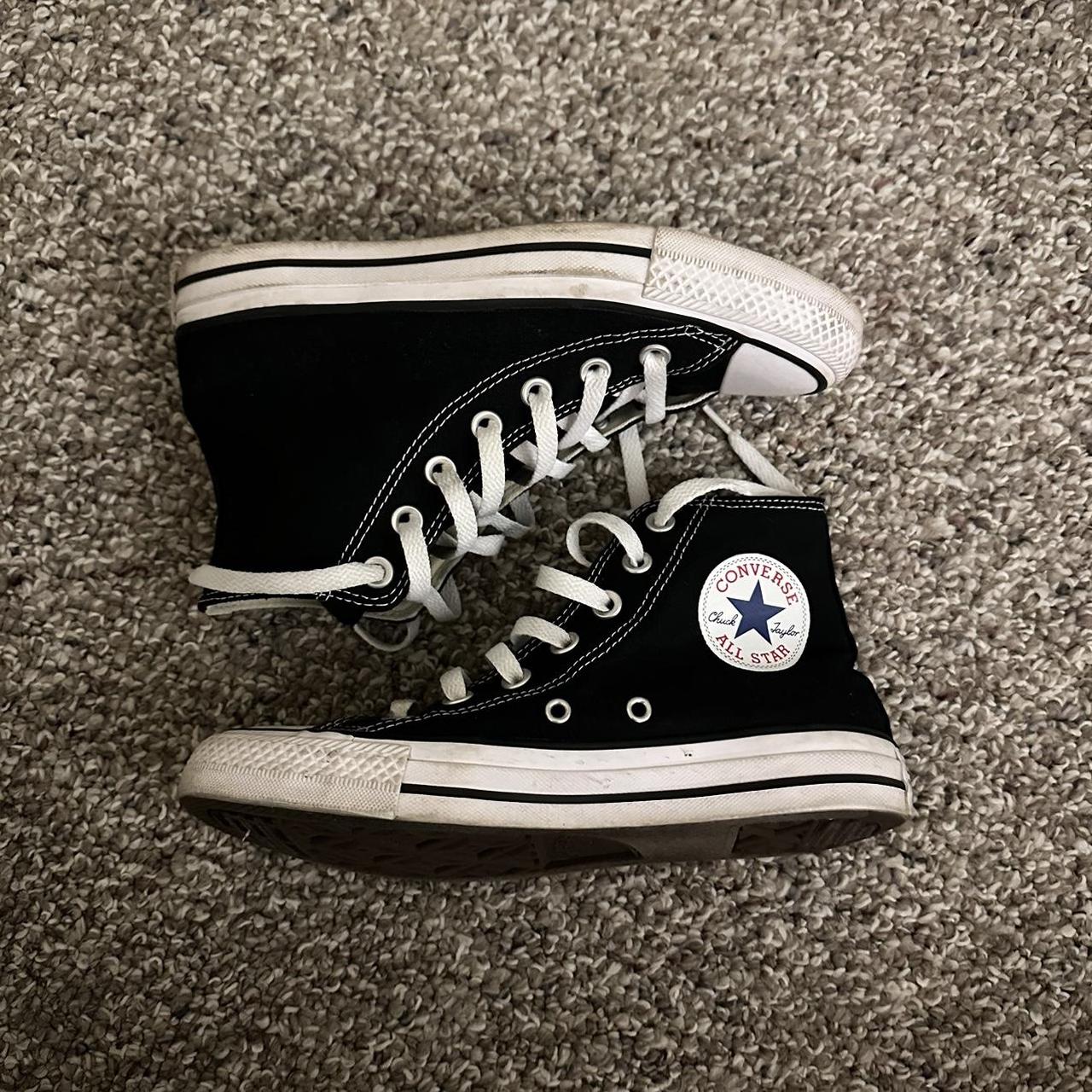 Classic black/white converse - size 6.5 - used but... - Depop