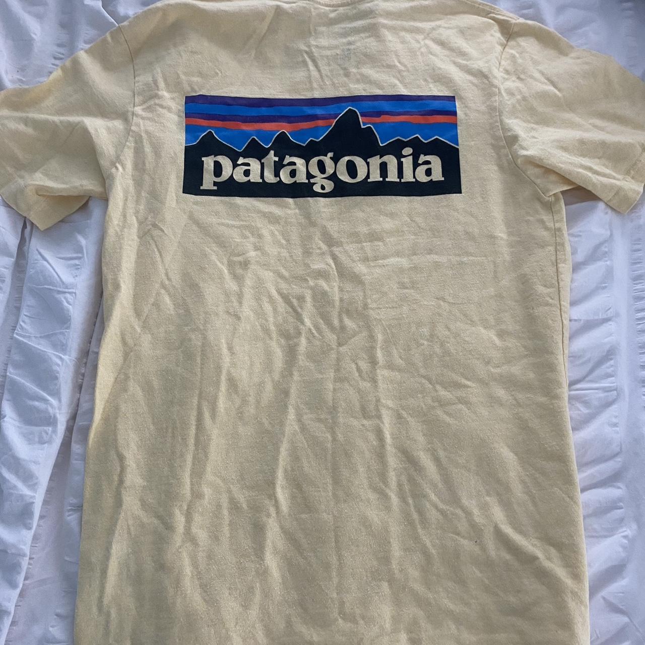 Patagonia Yellow Tee Worn twice Great... - Depop