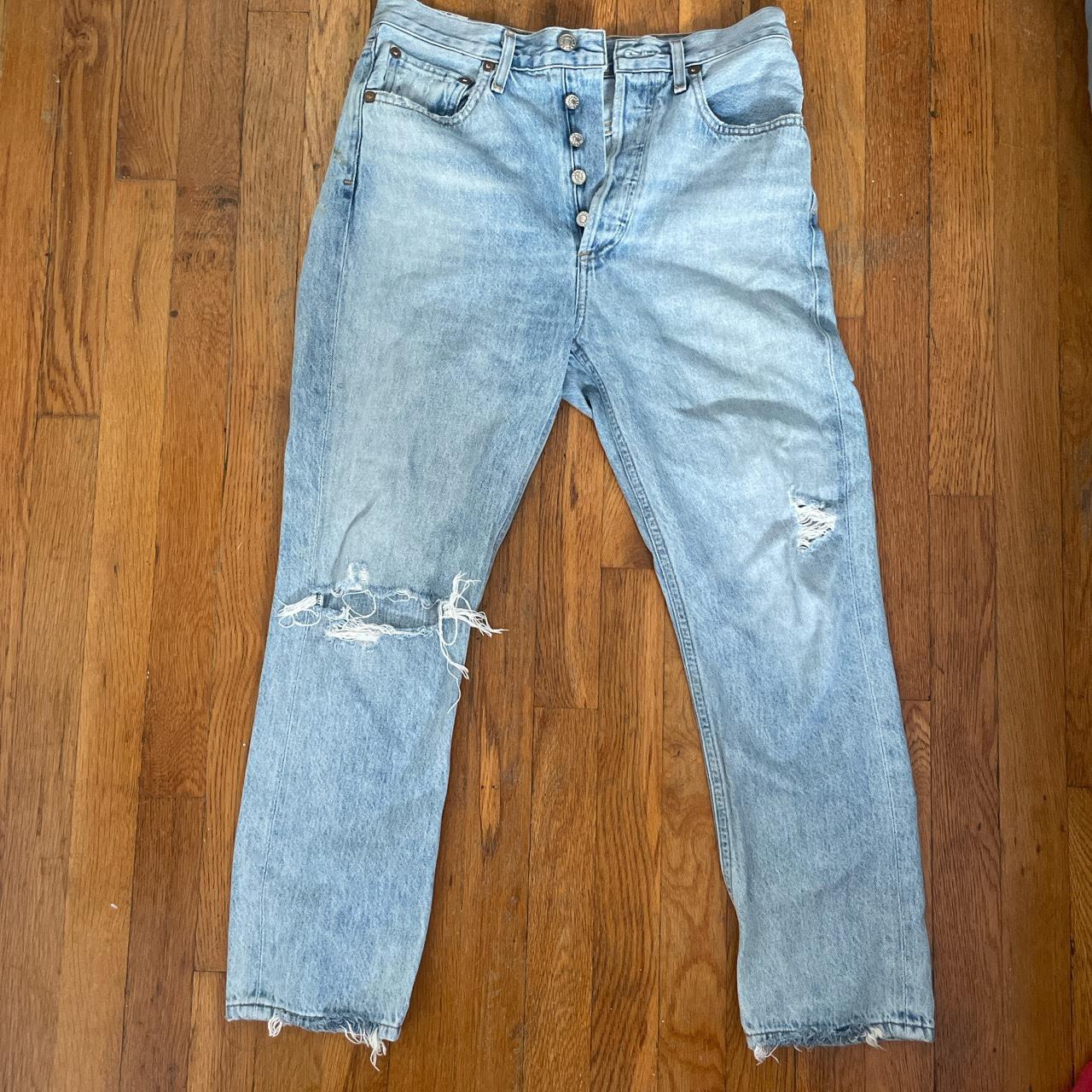 Agolde size 27 light wash denim straight leg jeans.... - Depop