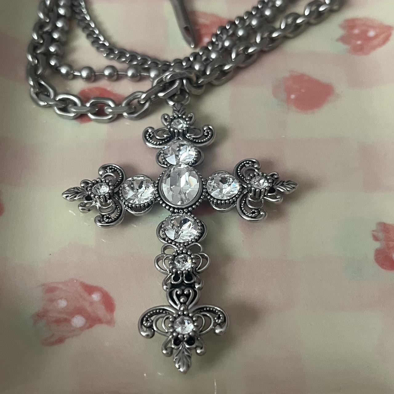 OHT NYC Silver Crystal Cross Necklace|レディース OHT NYC Silver Crystal Cross Necklace|レディース