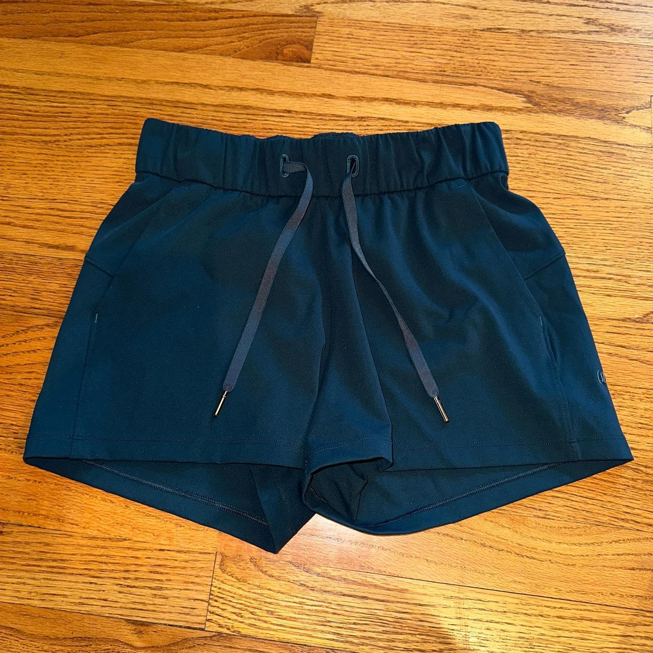 Dark teal Lululemon shorts. Size 4 with elastic... Depop