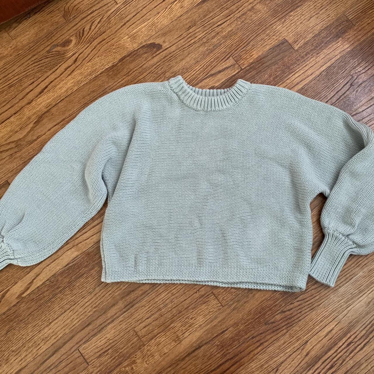 Cotton Knit Sweater in Eggshell Blue by Ghanda size... Depop