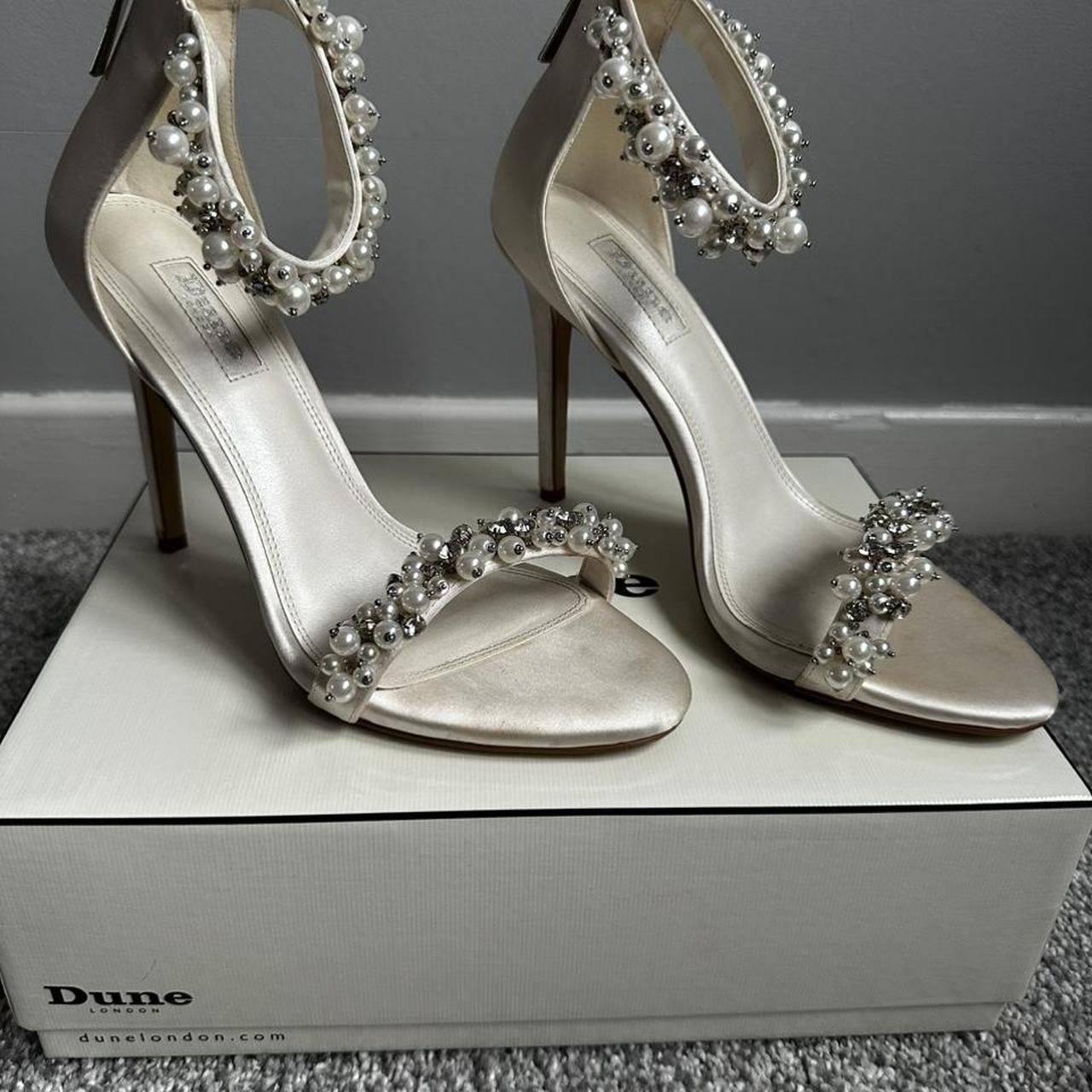 Dune Marriage Ivory Satin Pearl Heels Size UK 6 Worn. Depop