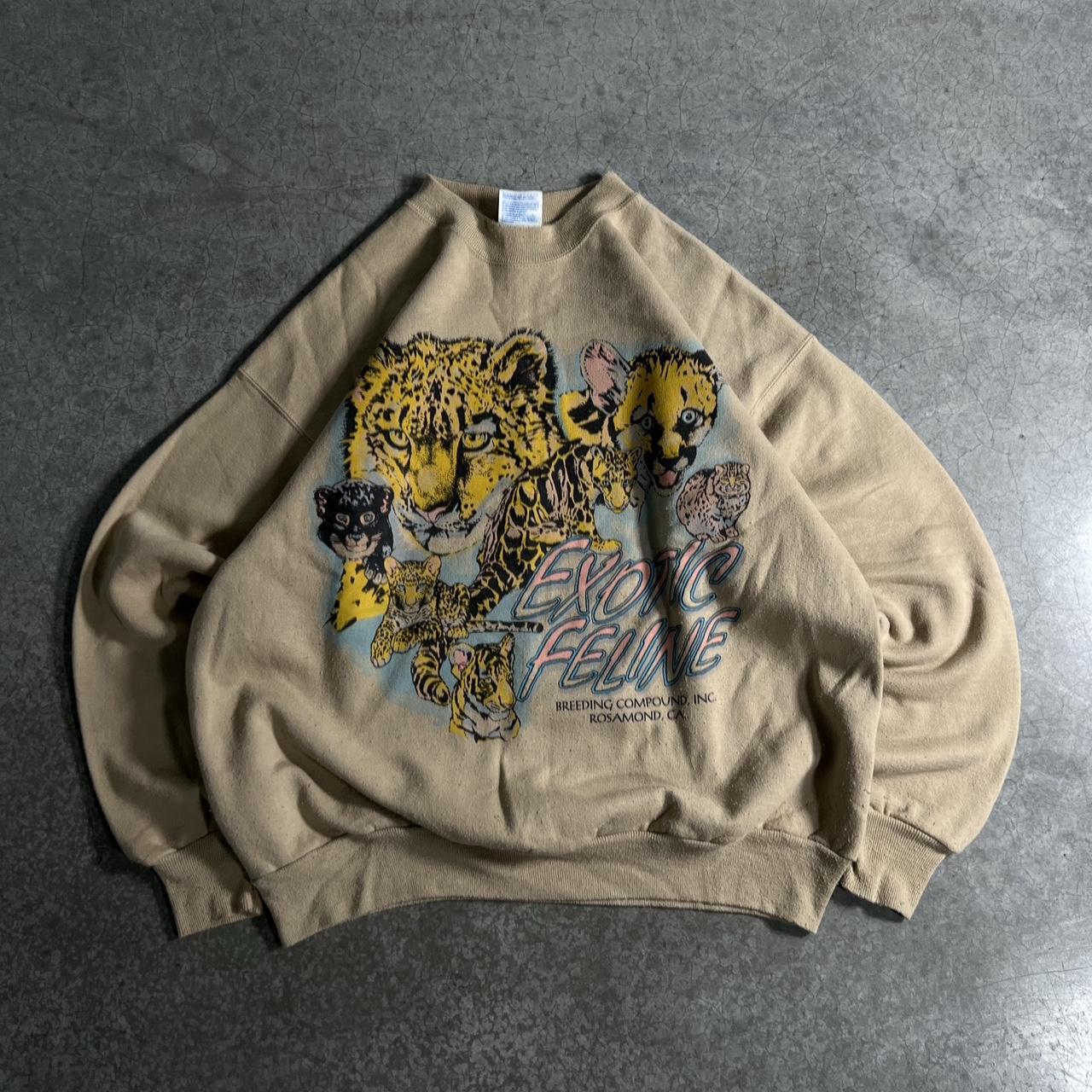 Vintage 90s Cheetah Leopard Exotic Cats Sweatshirt... Depop