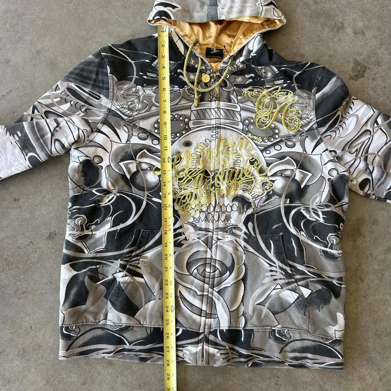 Y2k Grunge Rhinestone Ed Hardy zip up hoodie skull | Depop