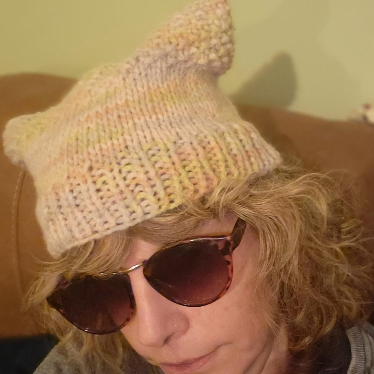 Handmade knitted cat ear hat See other listing for Depop