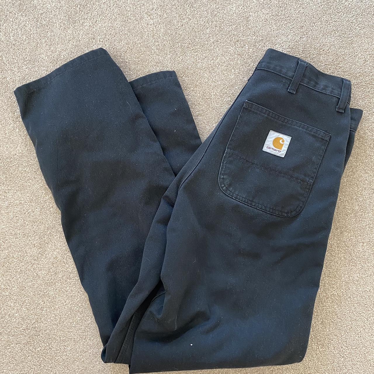 Carharrt black trousers 28x32 Condition: well worn ... - Depop