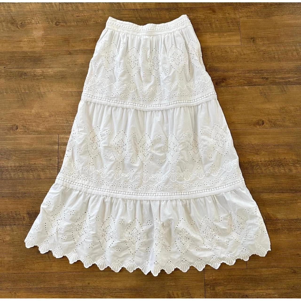 Women's Midi Skirt - White - XS – White Tiered Mi… - image 1