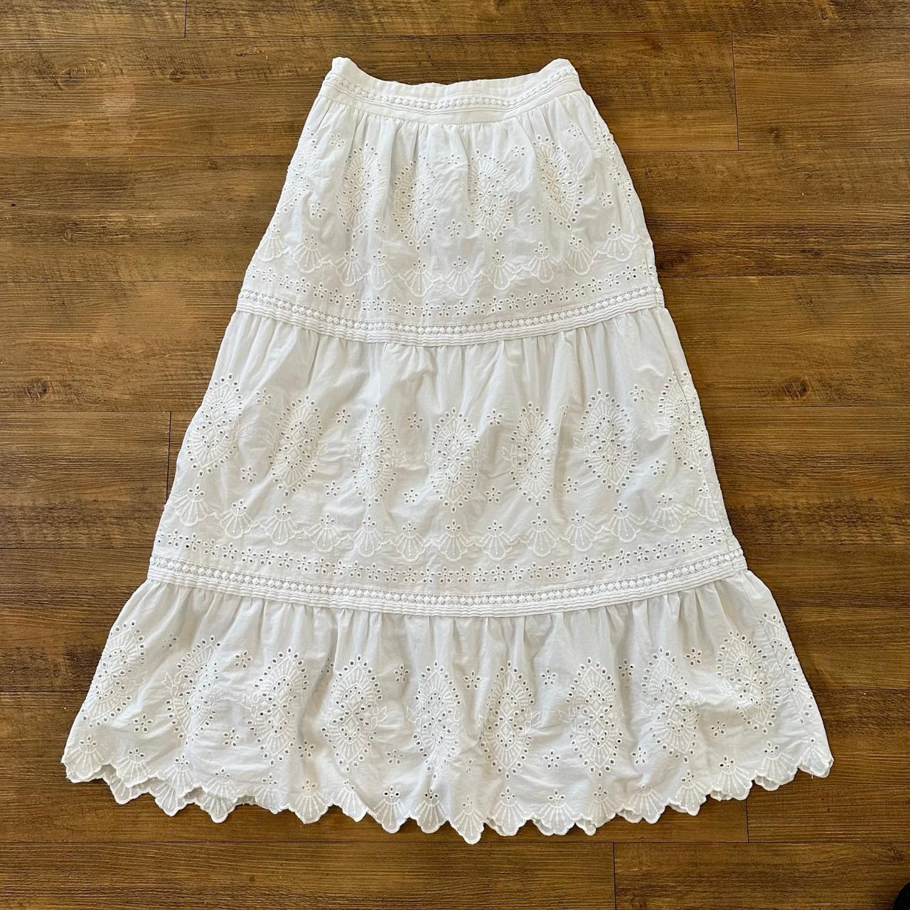 Women's Midi Skirt - White - XS – White Tiered Mi… - image 3