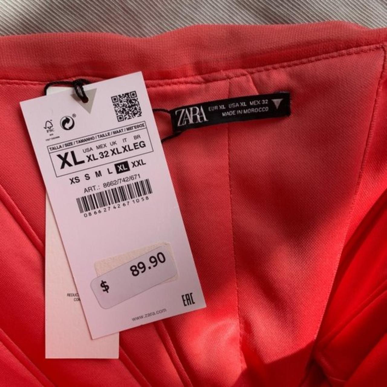 Zara Women's Pink and Orange Dress Depop