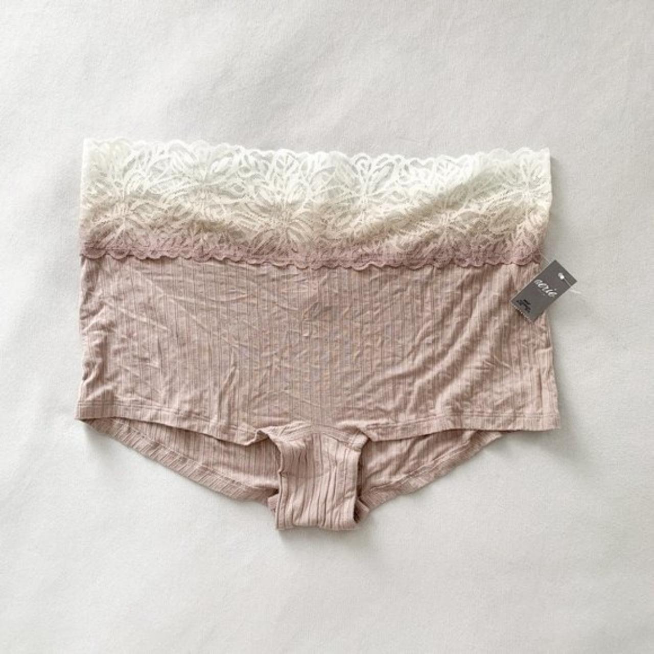 Aerie Women's Brown and Cream Panties | Depop