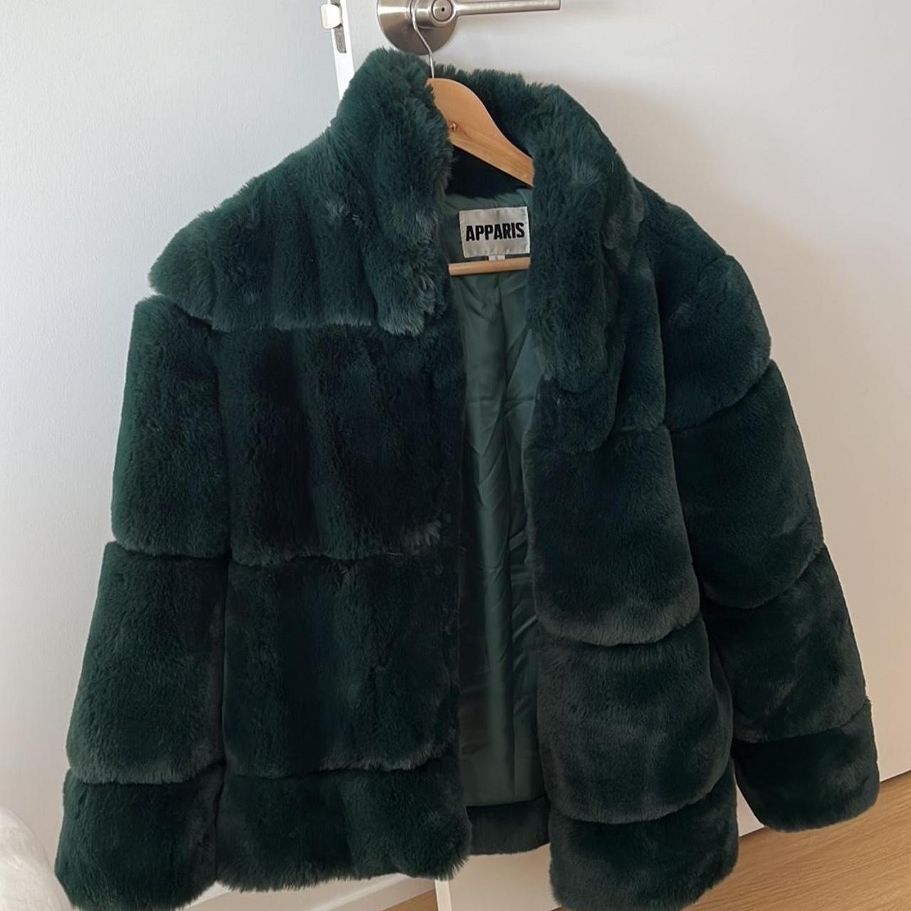 Apparis emarald faux fur coat In perfect condition... - Depop