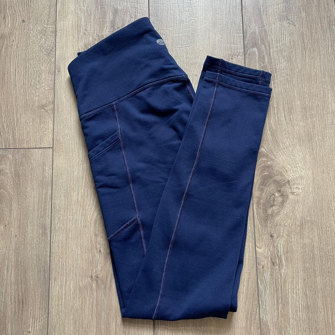 Heath yoga navy blue super warm leggings with pockets