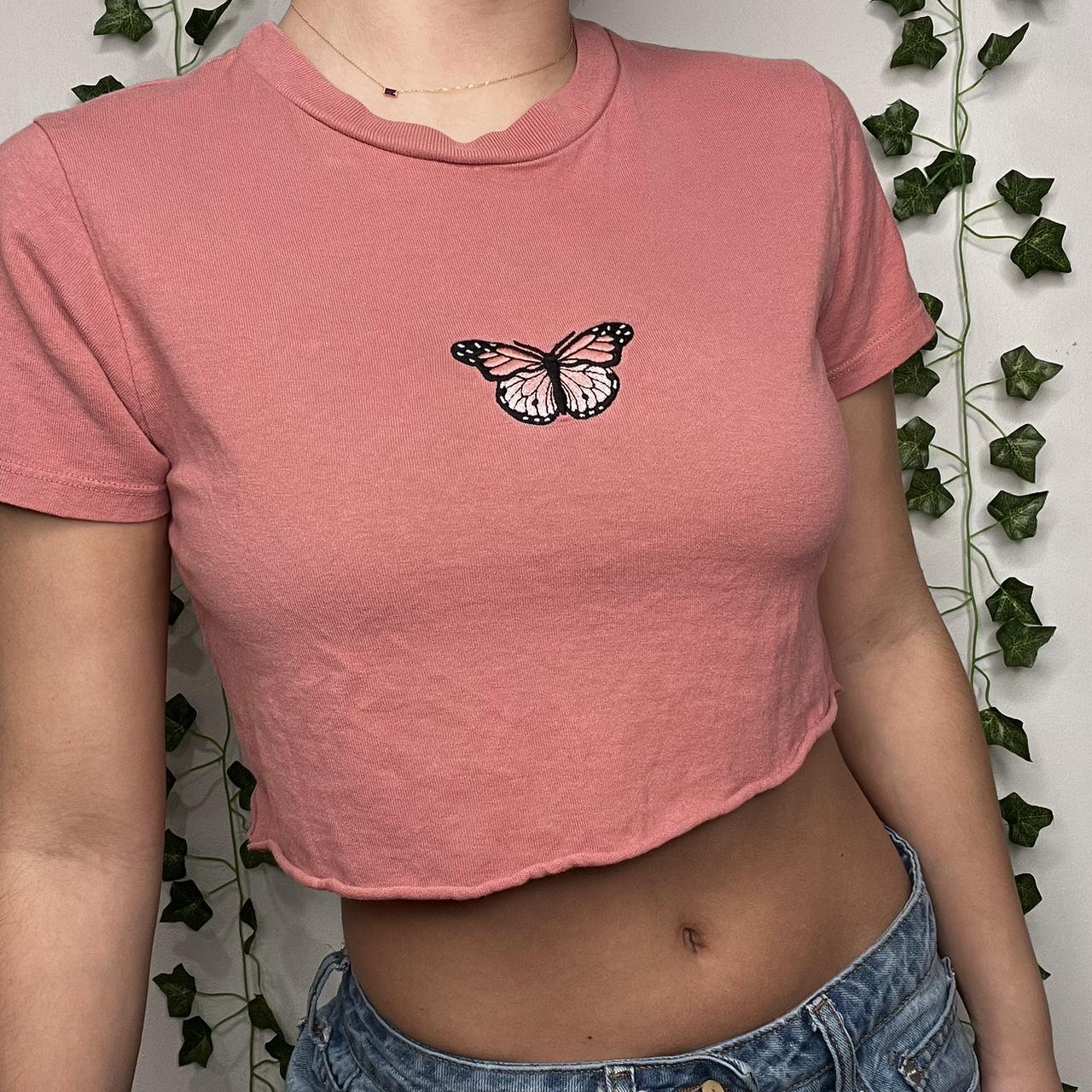 Pink butterfly store shirt brandy melville