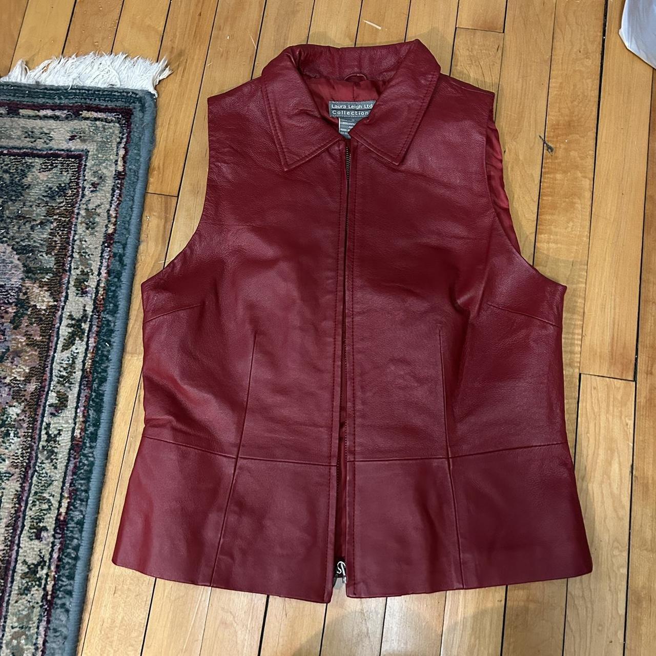 Red Leather Vest Laura Leigh Ltd collection Size... - Depop