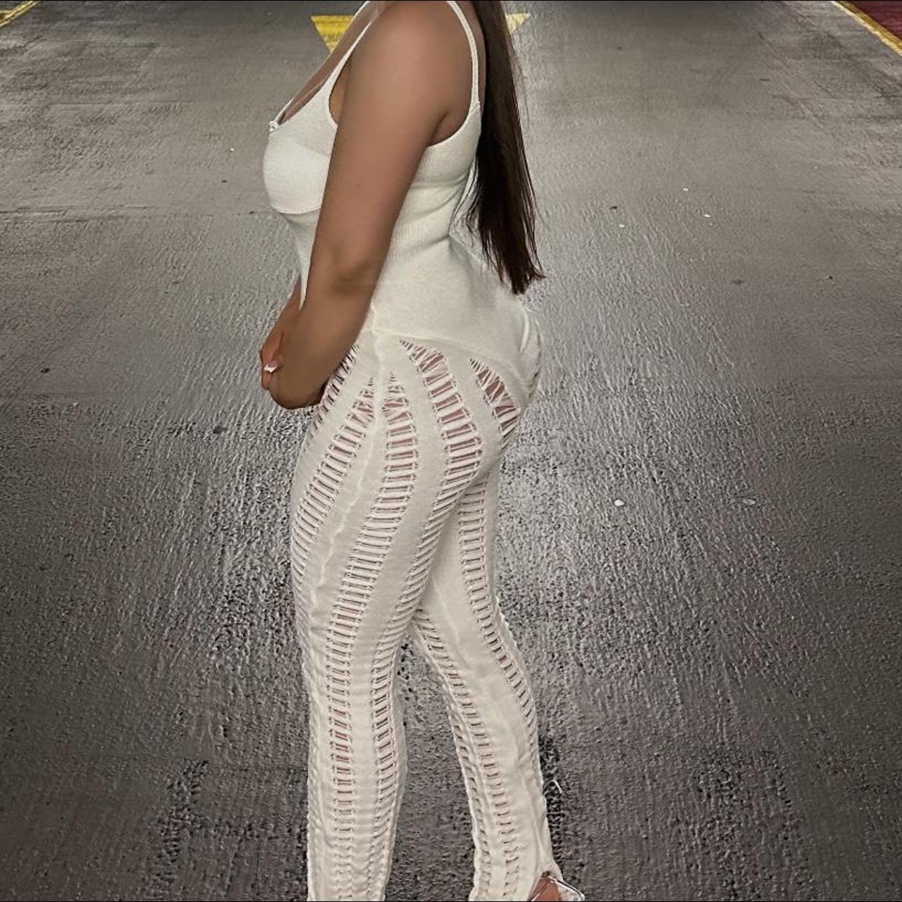 Missy empire cream jumpsuit Worn once Perfect... - Depop