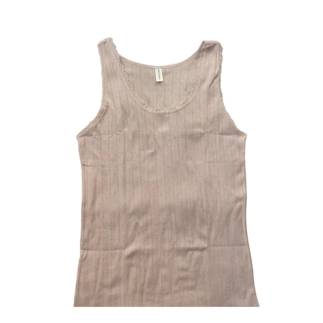 Blush pink/baby pink lace trim pointelle eyelet... Depop