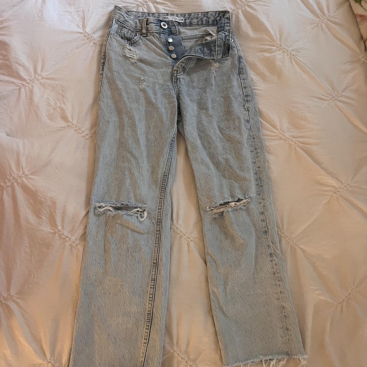 ZARA CROPPED LIGHT WASH STRAIGHT LEG JEANS INSEAM... Depop