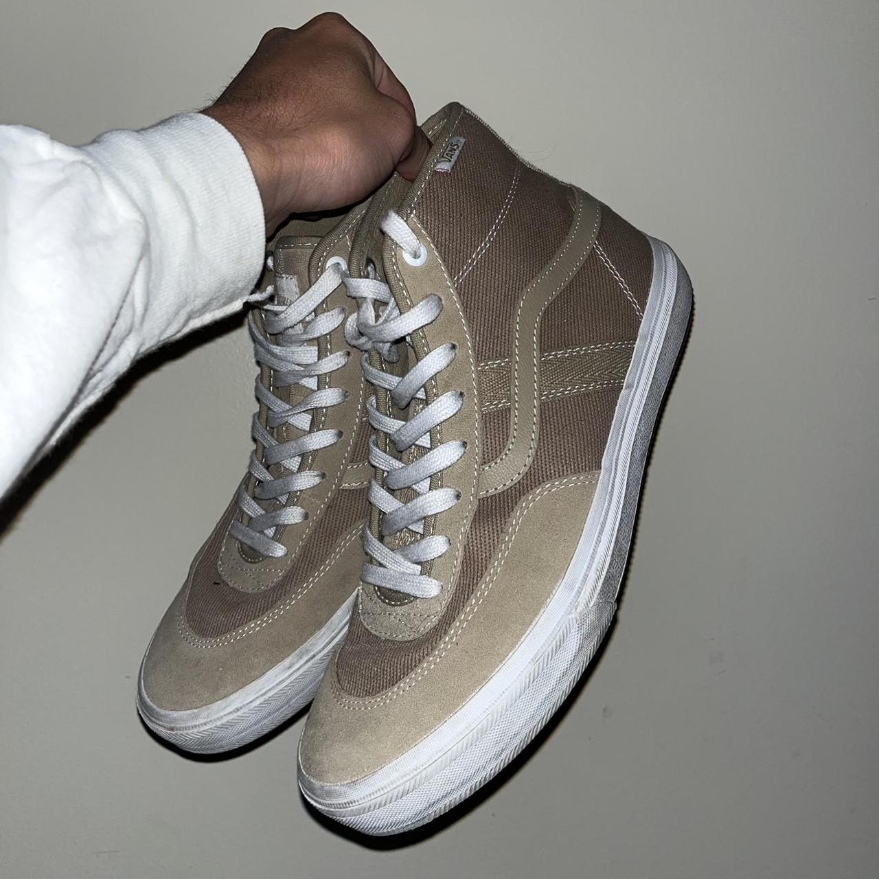 Vans Men's Tan and Cream Trainers Depop