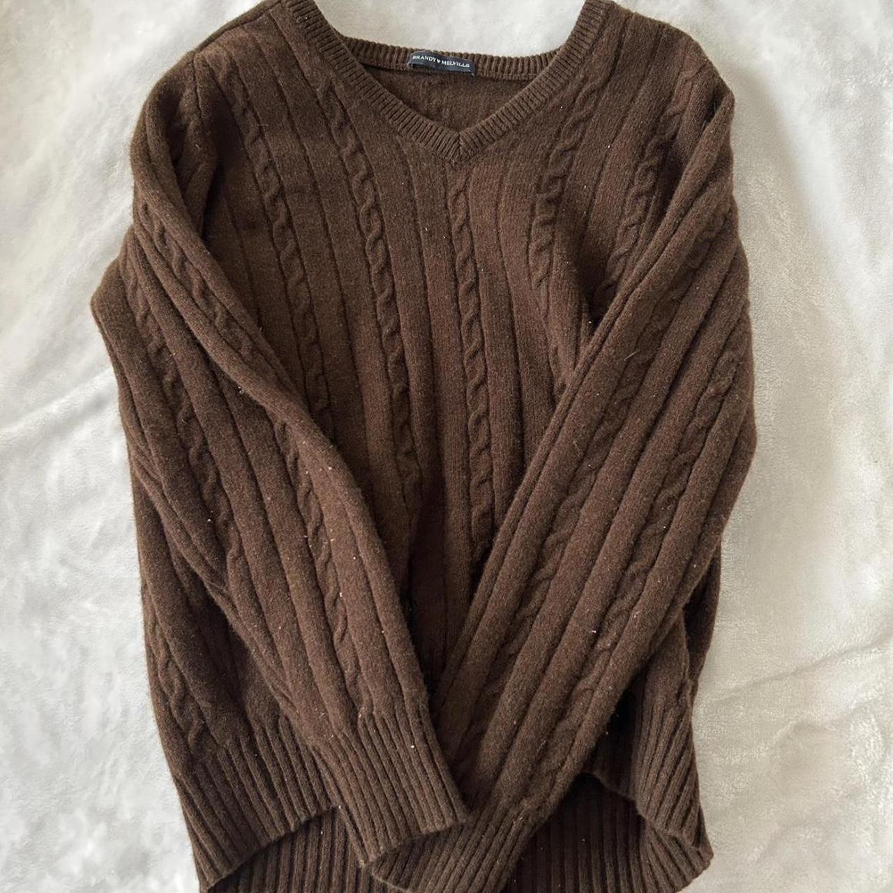 repop! brandy melville brown cableknit sweater super... Depop