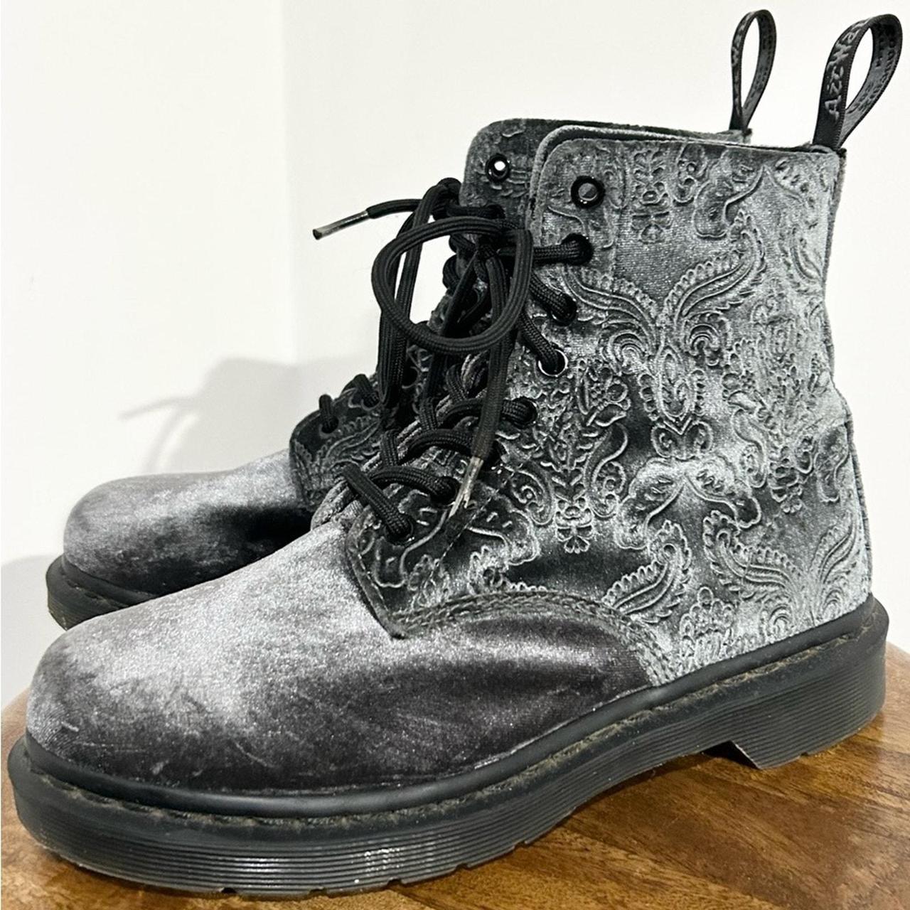 Dr. Martens 1460 Velvet Brocade Gray 8 Eye Boot 38. Depop