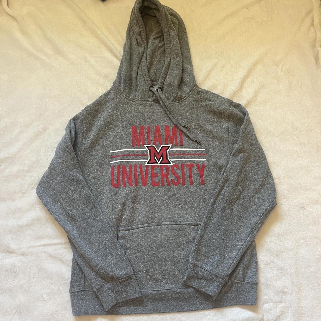 Size Medium University of Miami Ohio Grey Hooded... - Depop