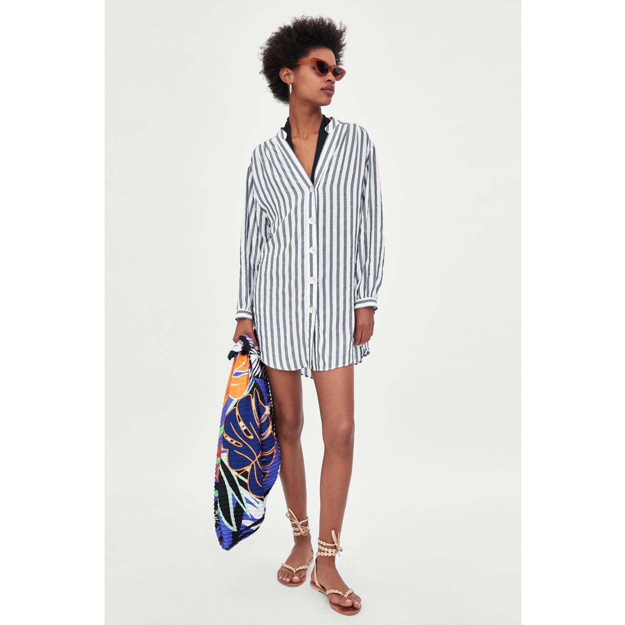 Zara oversized striped shirt dress In Depop