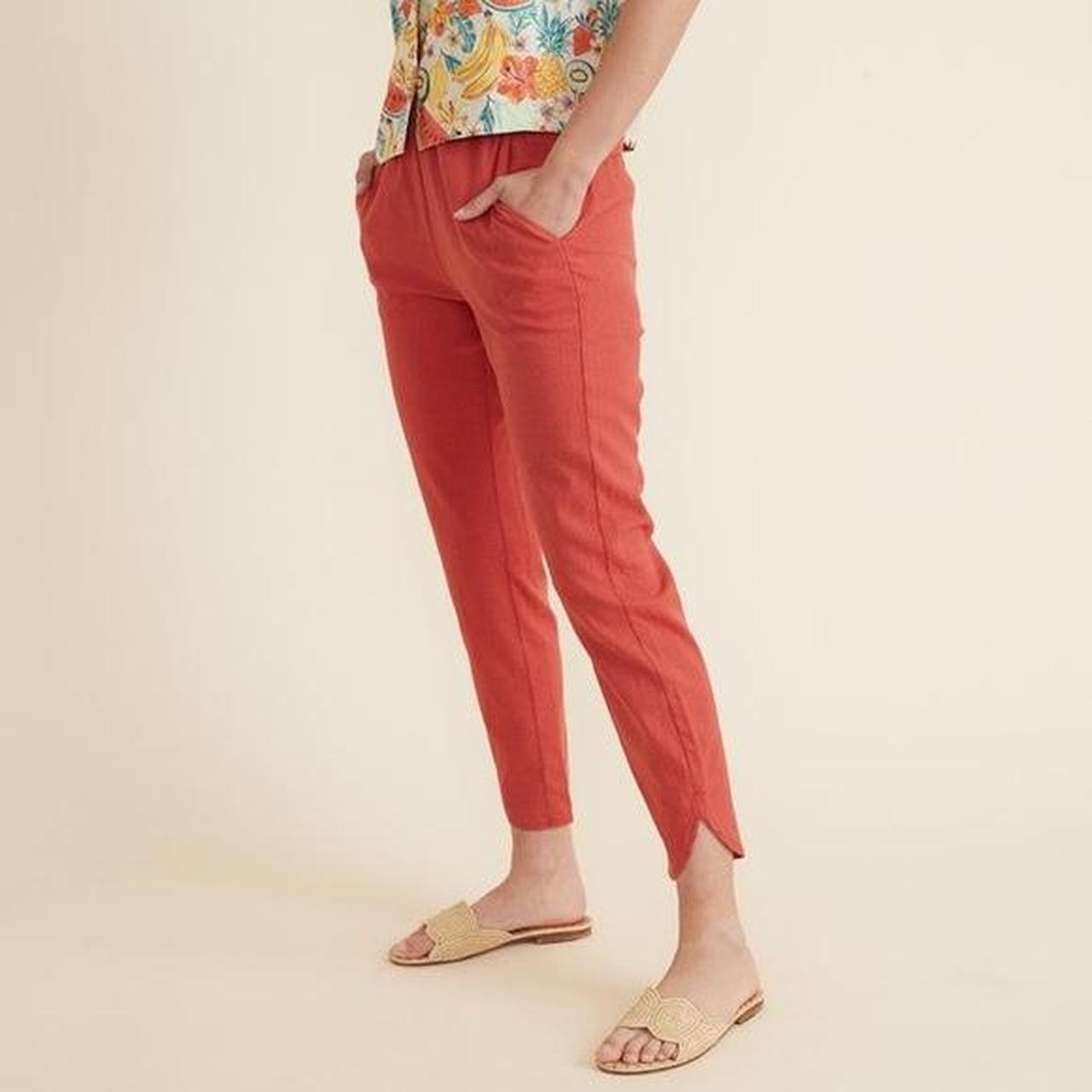 Buy Red Cotton Checks Women Pants with Loose Belt-33240