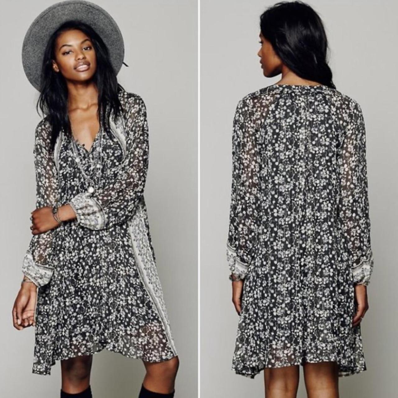 Free people black and white cheap dress