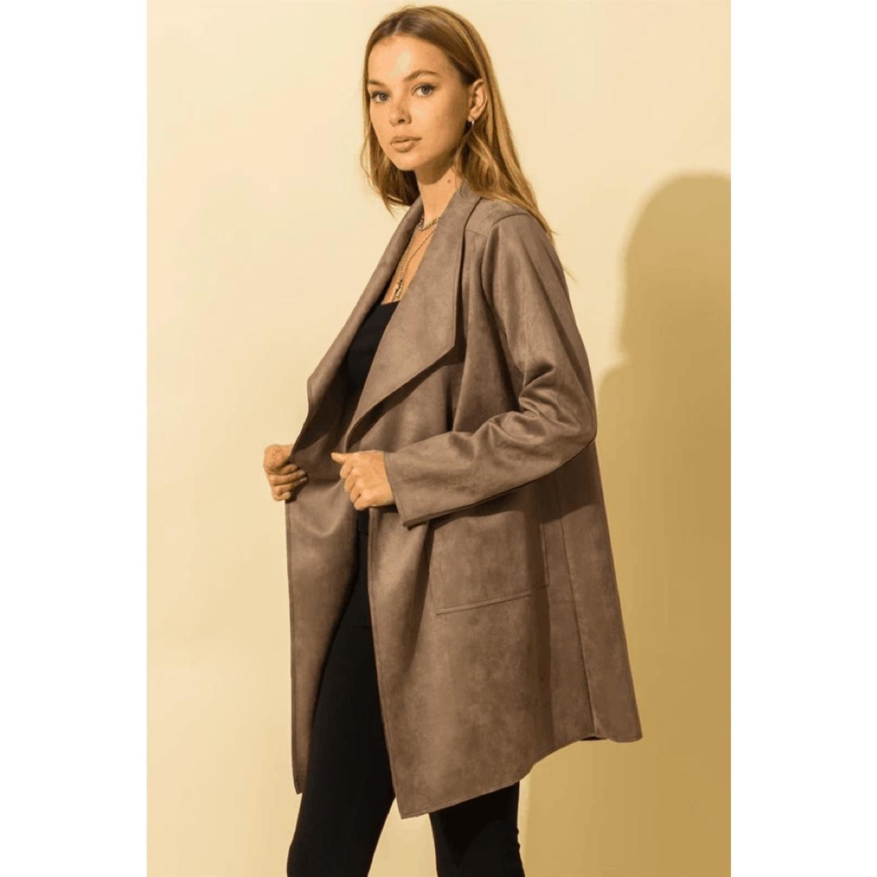 HYFVE taupe scuba suede blazer coat In great