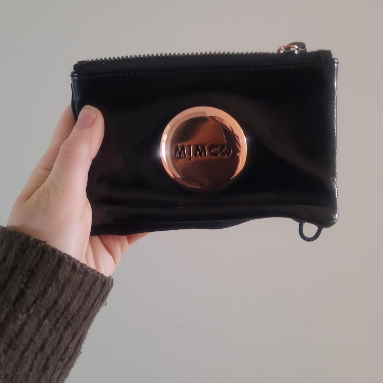 Mimco patent black leather pouch with rose gold detail. Depop