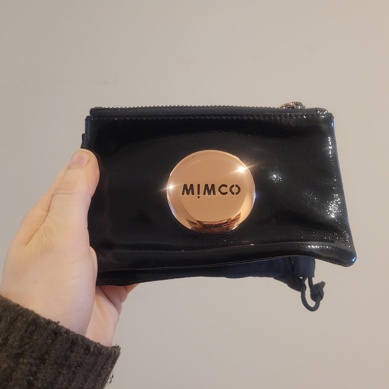 Mimco patent black leather pouch with rose gold detail. Depop